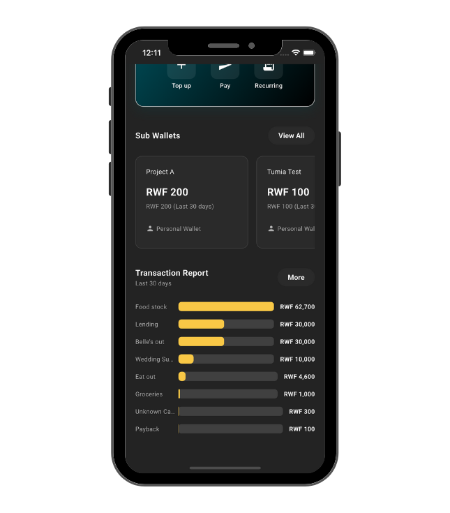Tumia Wallet App Interface